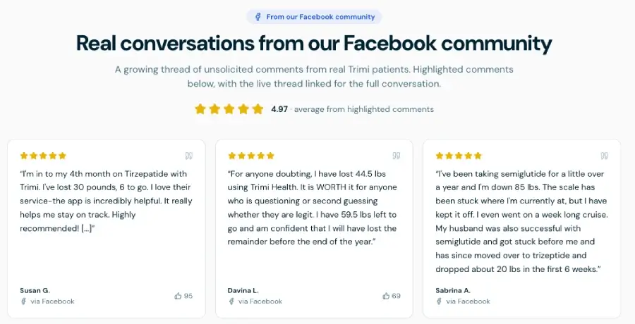 trimi testimonials from facebook