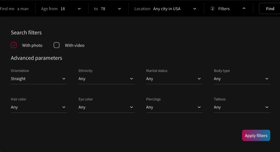 setting up parameters on flirttendre