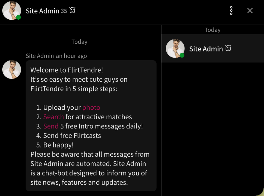 welcome message flirttendre
