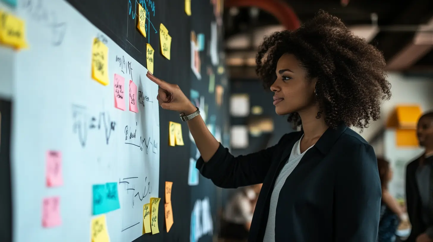 businesswoman pointing at graph