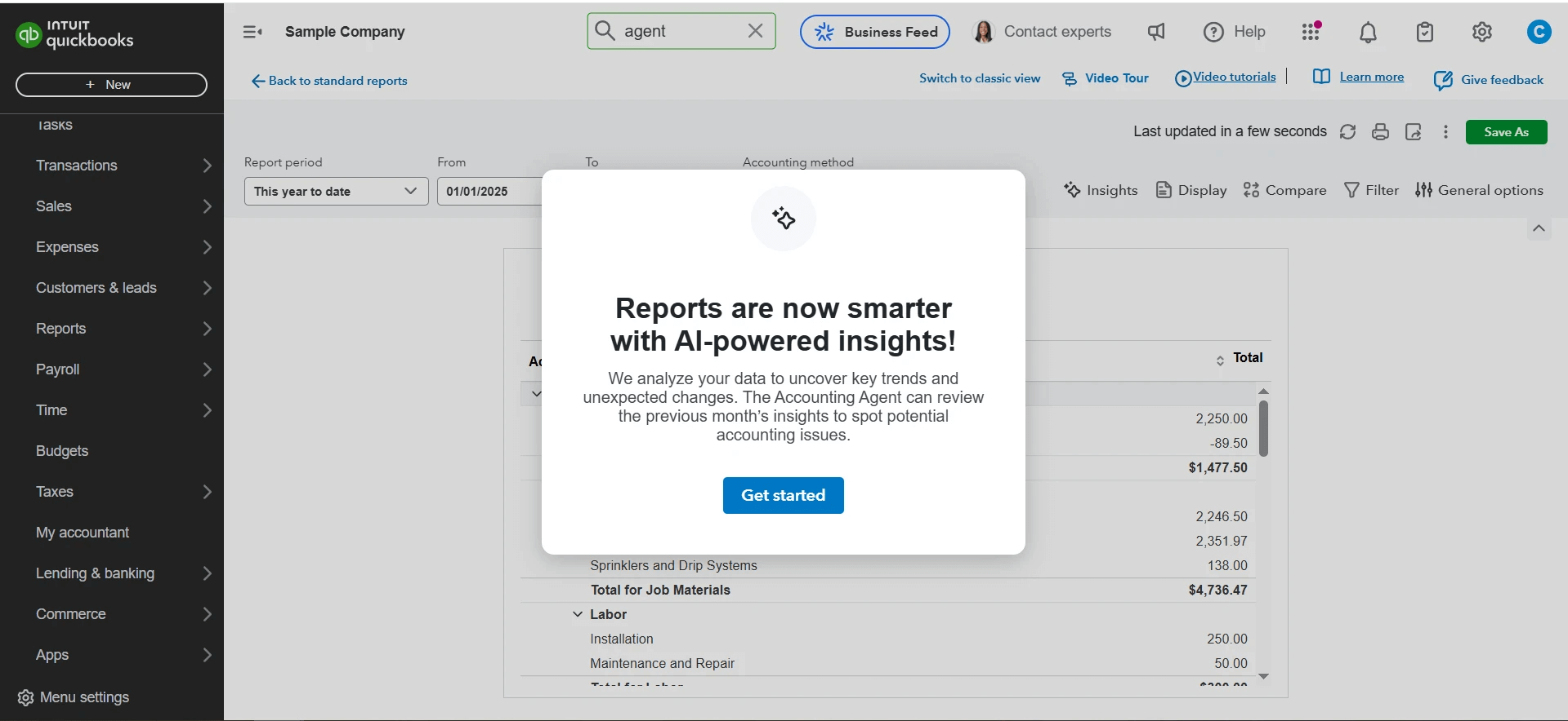 Accounting AI Agent QuickBooks July 2025 Update