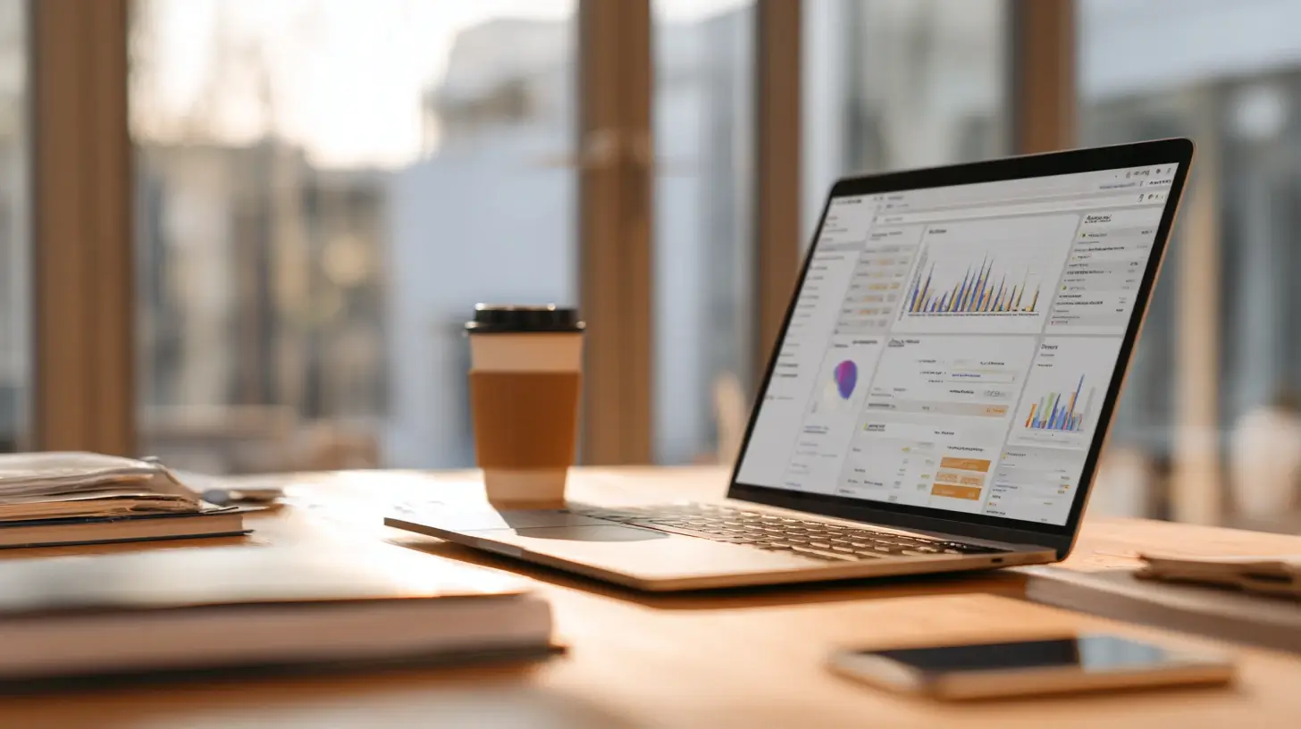 Thumbnail image for Best Accounting Software 2025 article showing a laptop with a glowing financial dashboard, surrounded by icons for invoices, charts, and cloud accounting.
