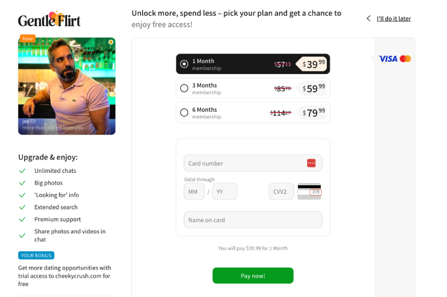 gentle flirt pricing