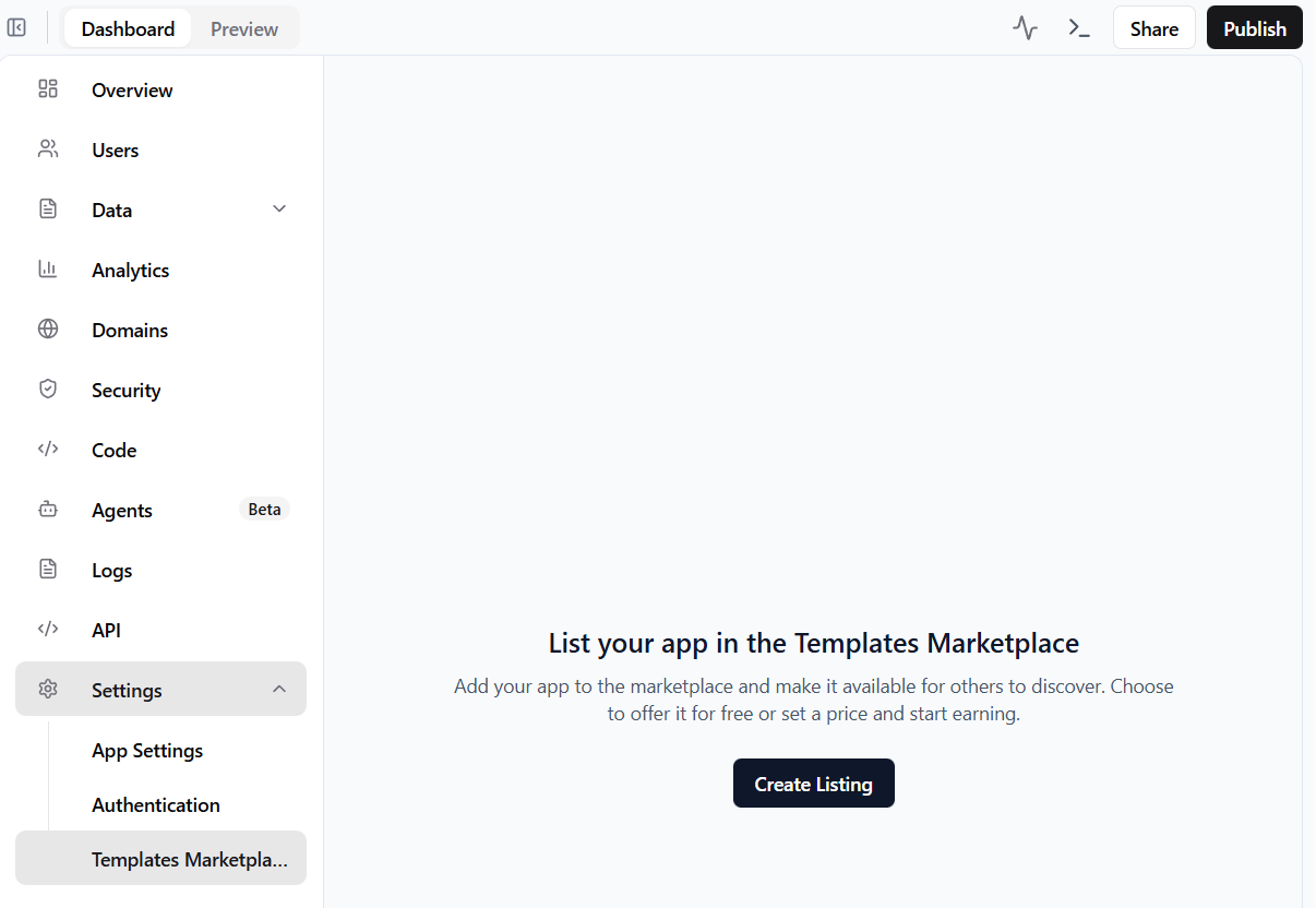 Base44 ScreenShot How to Sell On MarketPlace