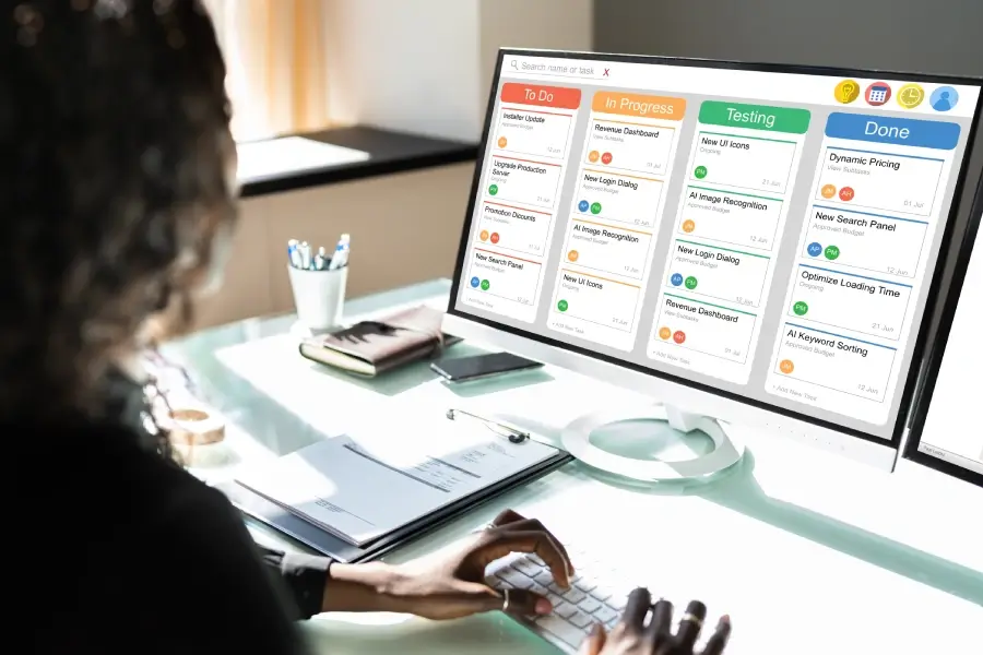 Scrum Master at work tracking Kanban WIP